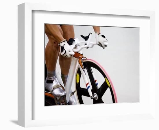 Detail of Cyclist Racing on the Velodrome Track, Athens, Greece-Paul Sutton-Framed Photographic Print