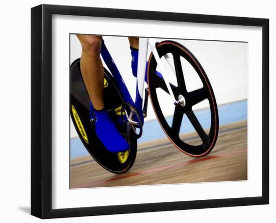 Detail of Cyclist Racing on the Velodrome Track, Athens, Greece-Paul Sutton-Framed Photographic Print