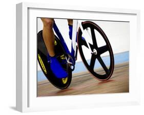 Detail of Cyclist Racing on the Velodrome Track, Athens, Greece-Paul Sutton-Framed Photographic Print