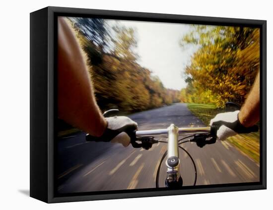 Detail of Cyclist View while Riding on the Roads-null-Framed Stretched Canvas