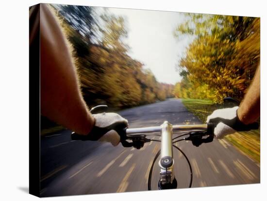 Detail of Cyclist View while Riding on the Roads-null-Stretched Canvas