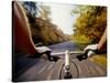 Detail of Cyclist View while Riding on the Roads-null-Stretched Canvas