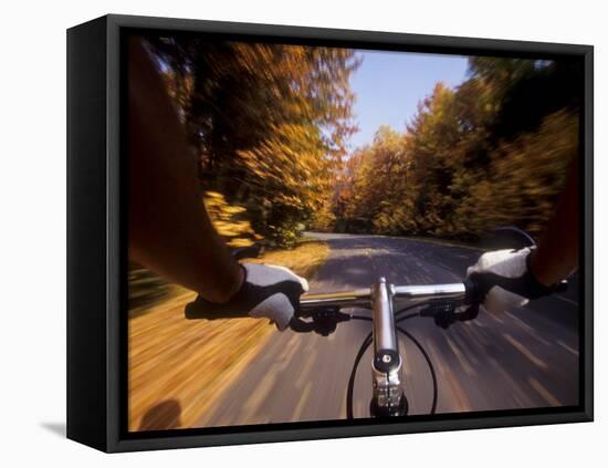 Detail of Cyclist View while Riding on the Roads-null-Framed Stretched Canvas