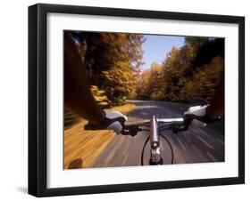 Detail of Cyclist View while Riding on the Roads-null-Framed Premium Photographic Print