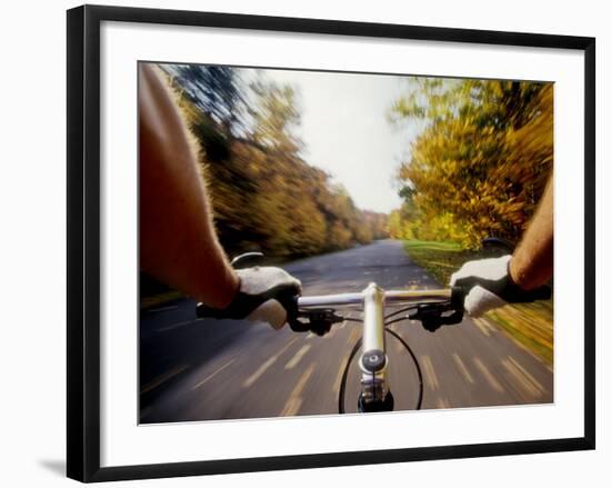 Detail of Cyclist View while Riding on the Roads-null-Framed Photographic Print