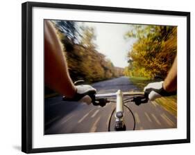 Detail of Cyclist View while Riding on the Roads-null-Framed Photographic Print