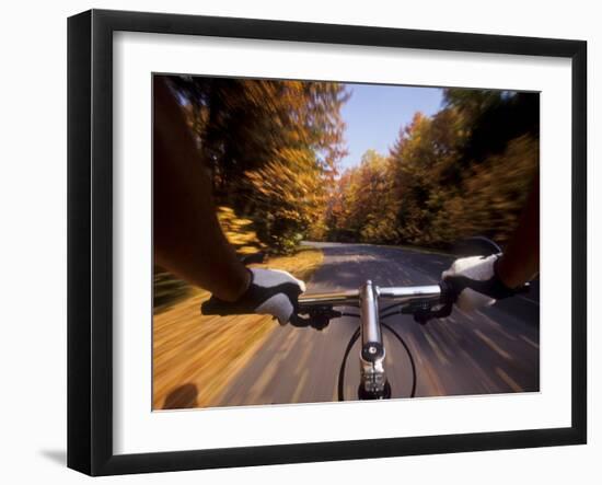 Detail of Cyclist View while Riding on the Roads-null-Framed Photographic Print