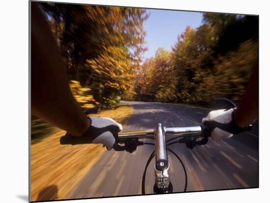 Detail of Cyclist View while Riding on the Roads-null-Mounted Photographic Print