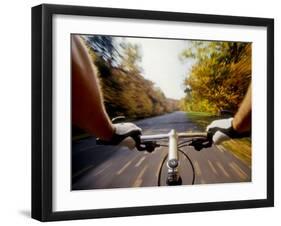 Detail of Cyclist View while Riding on the Roads-null-Framed Photographic Print
