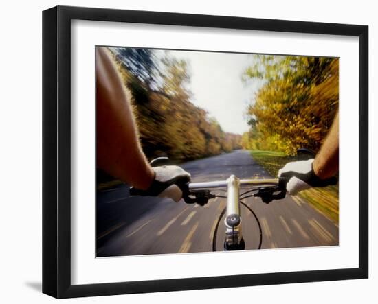 Detail of Cyclist View while Riding on the Roads-null-Framed Photographic Print