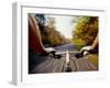 Detail of Cyclist View while Riding on the Roads-null-Framed Photographic Print