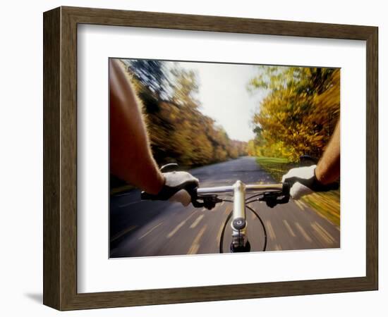 Detail of Cyclist View while Riding on the Roads-null-Framed Photographic Print