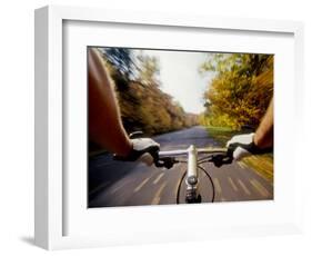 Detail of Cyclist View while Riding on the Roads-null-Framed Photographic Print