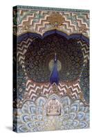 Detail of Decoration Depicting Peacock, City Palace, Jaipur, India-null-Stretched Canvas