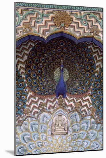 Detail of Decoration Depicting Peacock, City Palace, Jaipur, India-null-Mounted Giclee Print