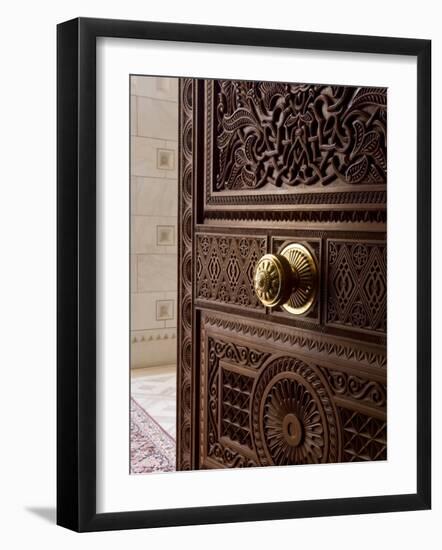 Detail of Door Inside the Sultan Qaboos Hall, Al-Ghubrah or Grand Mosque, Muscat, Oman, Middle East-Gavin Hellier-Framed Photographic Print
