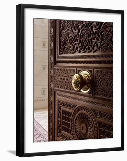 Detail of Door Inside the Sultan Qaboos Hall, Al-Ghubrah or Grand Mosque, Muscat, Oman, Middle East-Gavin Hellier-Framed Photographic Print