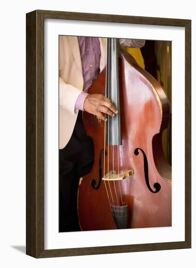 Detail of Double Bass Being Played by a Local Musician in Bar El Floridita-Lee Frost-Framed Photographic Print