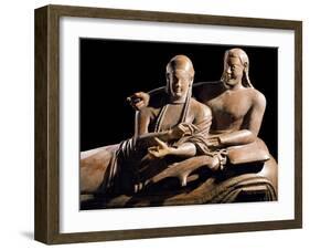 Detail of Etruscan Sarcophagus of the Spouses-null-Framed Photographic Print