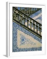 Detail of External Staircase Decorated with Azulejos (Tiles), Algarve, Portugal-Nedra Westwater-Framed Photographic Print