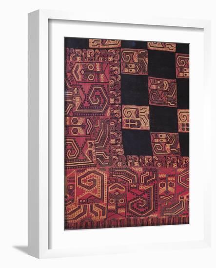 Detail of Fabric for Funeral Cloak, from Peru-null-Framed Giclee Print