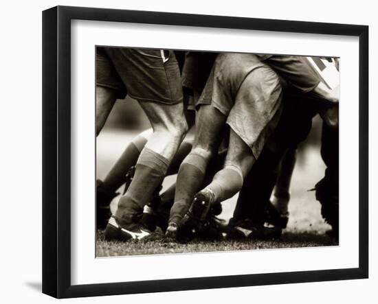 Detail of Feet of a Group of Rugby Players in a Scrum, Paris, France-null-Framed Photographic Print