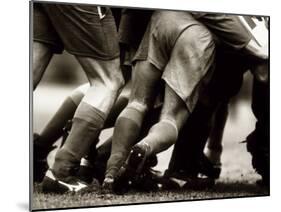 Detail of Feet of a Group of Rugby Players in a Scrum, Paris, France-null-Mounted Photographic Print