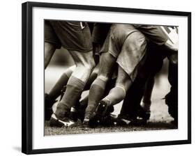 Detail of Feet of a Group of Rugby Players in a Scrum, Paris, France-null-Framed Photographic Print