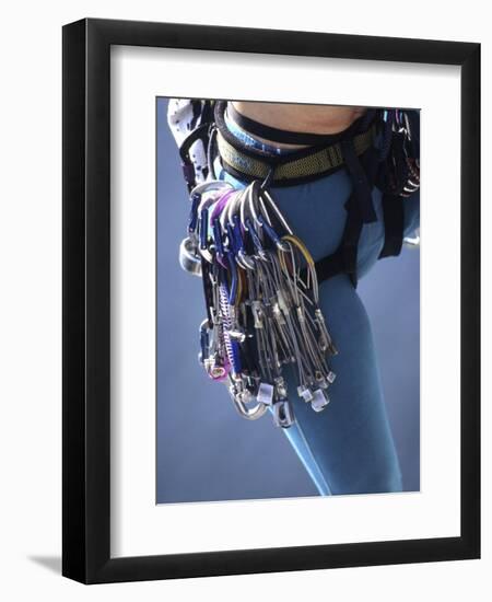 Detail of Female Rock Climber and Equipment-null-Framed Premium Photographic Print