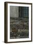 Detail of Flint and Stone Wall with Rough Hewn Window Frame and Rectangular Leaded Lights-Natalie Tepper-Framed Photo