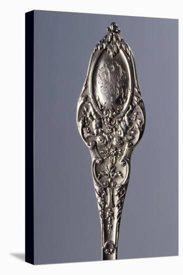 Detail of Floral-Decorated Handle from Silver Dusting Spoon-null-Stretched Canvas