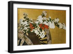 Detail of Flower Carts Edo Period Screen-null-Framed Giclee Print