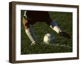 Detail of Foot About to Kick a Soccer Ball-Paul Sutton-Framed Photographic Print