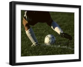 Detail of Foot About to Kick a Soccer Ball-Paul Sutton-Framed Photographic Print