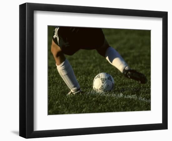 Detail of Foot About to Kick a Soccer Ball-Paul Sutton-Framed Photographic Print