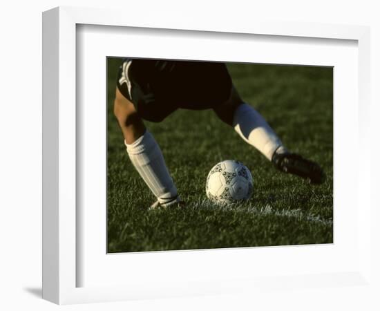 Detail of Foot About to Kick a Soccer Ball-Paul Sutton-Framed Photographic Print