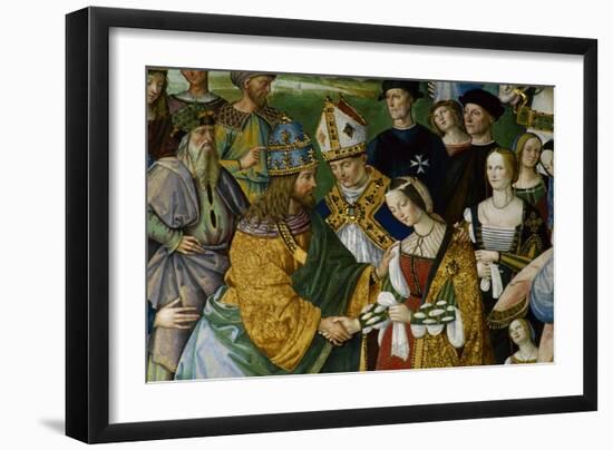 Detail of Fresco Painting of Frederick III's Betrothal to Eleonora of Portugal by Pinturicchio-S. Vannini-Framed Giclee Print