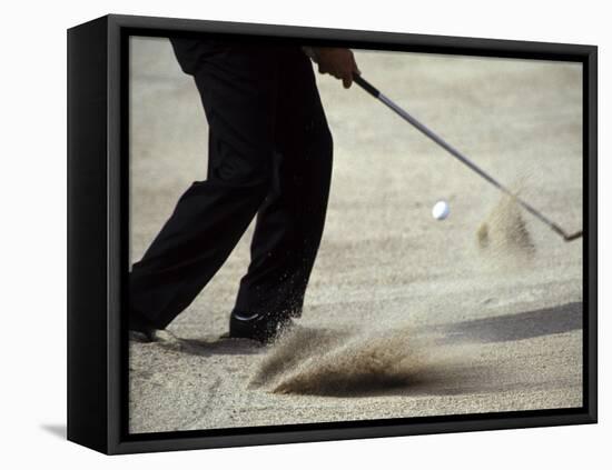 Detail of Golfer Blasting Out of Sand Trap-null-Framed Stretched Canvas