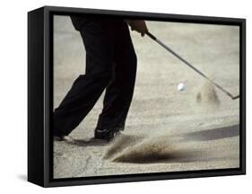 Detail of Golfer Blasting Out of Sand Trap-null-Framed Stretched Canvas