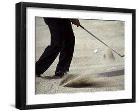 Detail of Golfer Blasting Out of Sand Trap-null-Framed Photographic Print