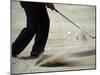 Detail of Golfer Blasting Out of Sand Trap-null-Mounted Photographic Print