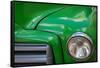 Detail of green classic American GMC truck in Trinidad, Cuba-Janis Miglavs-Framed Stretched Canvas