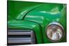 Detail of green classic American GMC truck in Trinidad, Cuba-Janis Miglavs-Stretched Canvas