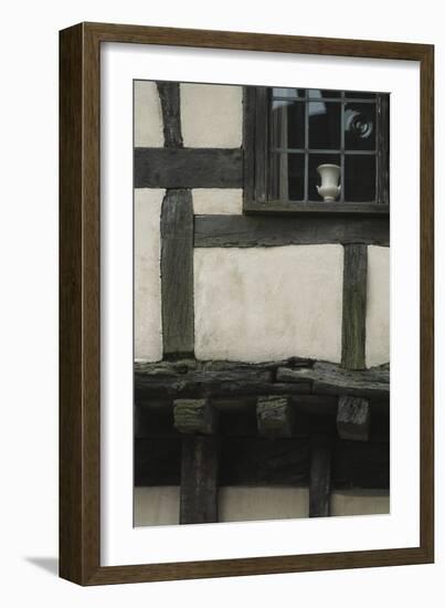 Detail of Half-Timbered House Showing Timbers,Rendering and Bullseye Glass Window Pane-Natalie Tepper-Framed Photo