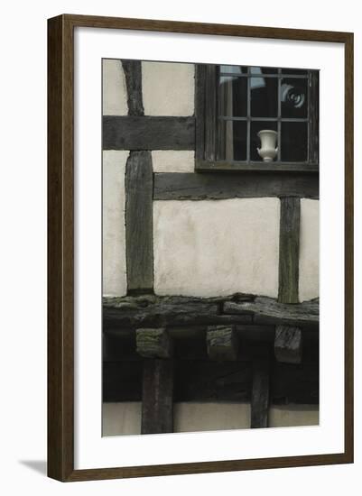 Detail of Half-Timbered House Showing Timbers,Rendering and Bullseye Glass Window Pane-Natalie Tepper-Framed Photo