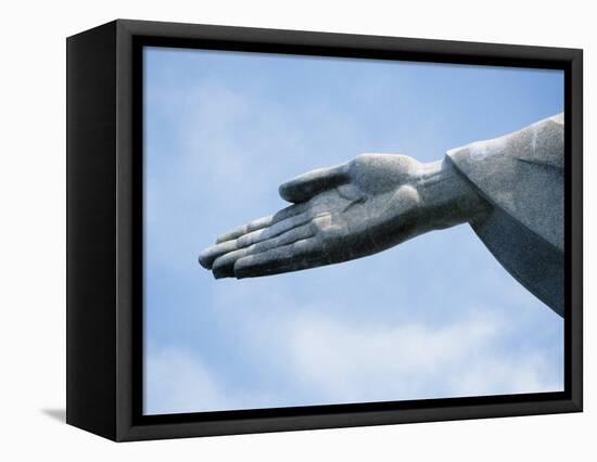 Detail of Hand of Christ the Redeemer Statue Tops Corcovado Mountain-Mark Hannaford-Framed Stretched Canvas