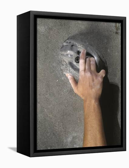 Detail of Hand on Wall Climbing Grip-null-Framed Stretched Canvas