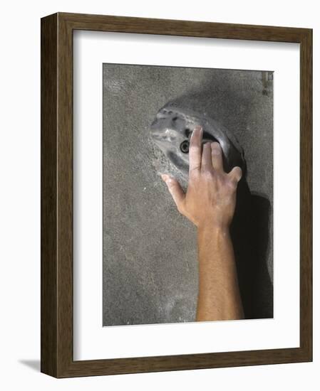 Detail of Hand on Wall Climbing Grip-null-Framed Photographic Print