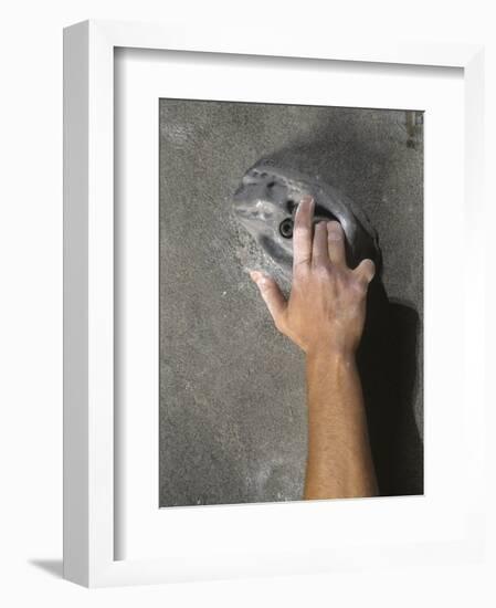 Detail of Hand on Wall Climbing Grip-null-Framed Photographic Print