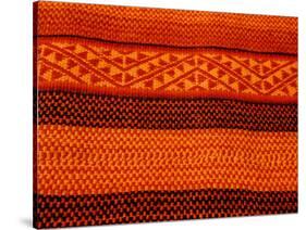 Detail of Handmade Orange and Black Wool Textile Blanket, Pisac Market, Peru-Cindy Miller Hopkins-Stretched Canvas